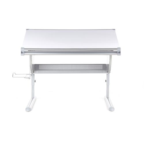 Bureau Enfant Nenos, Réglable En Hauteur Et Inclinable, Blanc/Argent Hjh Office