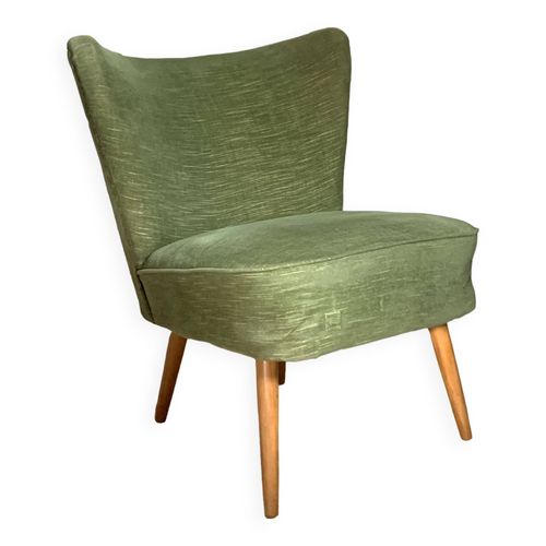 Fauteuil Cocktail Vintage Velours Vert Vert