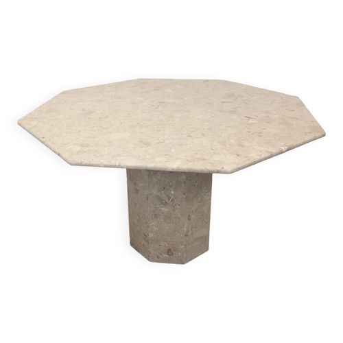 Table  Manger Octogonale Vintage En Marbre Des Annes 70 80 Blanc
