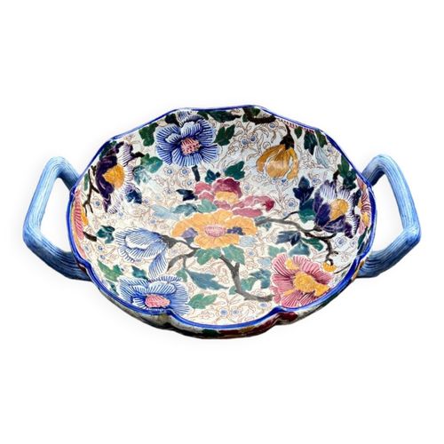 Plat Melonniere En Faience De Gien Decor Pivoine Multicolore