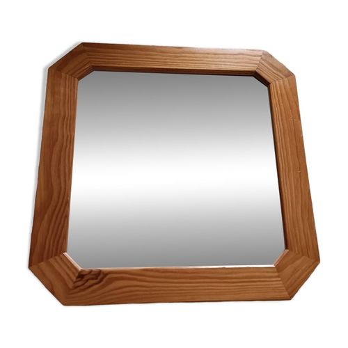 Miroir octogonal scandinave vintage bois