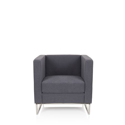Fauteuil De Lounge Barbados Structure En Acier Inoxydable Tissu 1 Place Gris Foncé