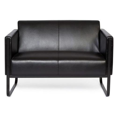 Canapé Lounge Bali Black Châssis Noir Simili Cuir Lisse 2 Places Noir Hjh Office