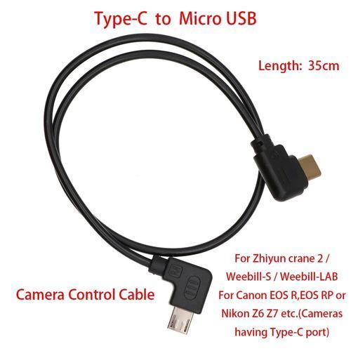 Stabilisateur pour Zhiyun Crane 2/Weebill S vers IL EOS R/RP ou Nikon Z6/Z7,câble de commande type-c vers micro USB(2.0),35cm #B