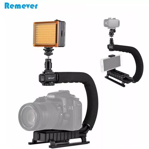 Support stabilisateur portatif en forme de C,adaptateur de cardan à tête sphérique,lumière de remplissage,support pour cadre de téléphone,pour Canon Nikon DSLR GoPro