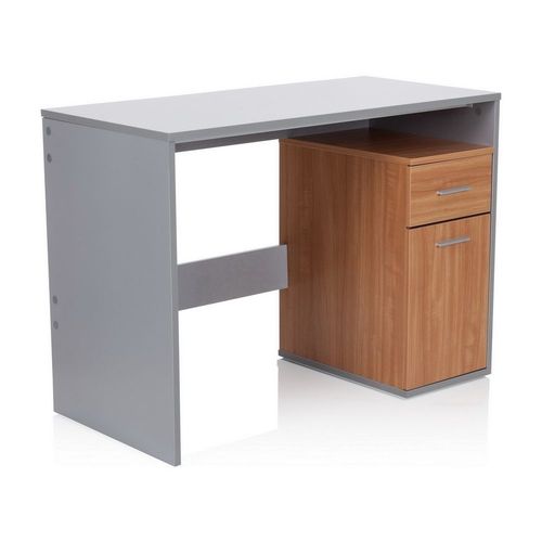 Bureau / Table Pour Ordinateur Basix 105x50 Cm Blanc Cassé / Hêtre Hjh Office