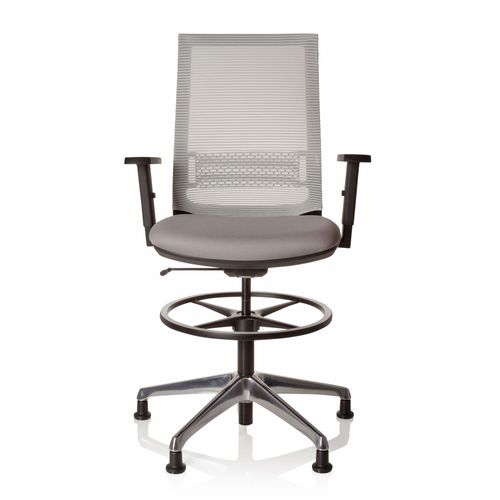 Tabouret De Travail / Chaise De Comptoir Top Work 99 Tissu Maille Gris Hjh Office