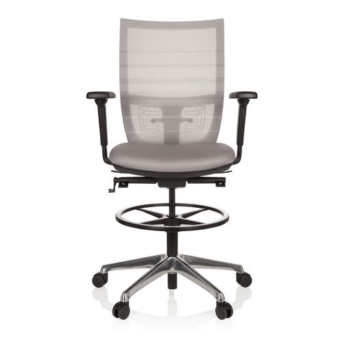 Tabouret De Travail / Chaise De Comptoir Top Work 98 Tissu Maille Gris Hjh Office