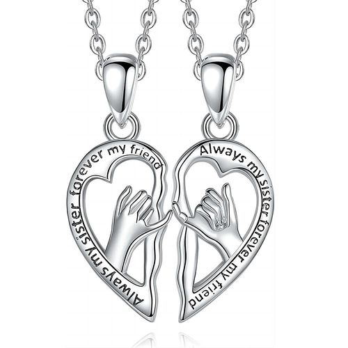 Lot De 2 Colliers D'amitié Best Friend Bestie En Forme De C?Ur En Cuivre Argent