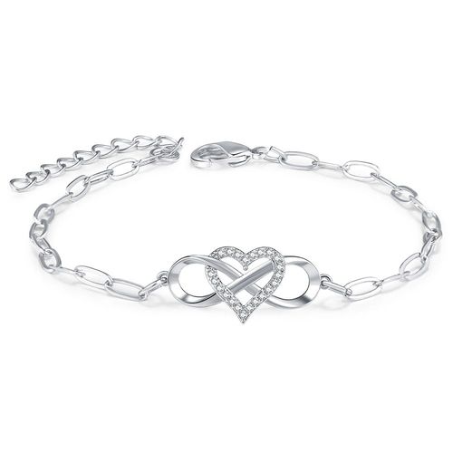 Zircon Infinity Love Symbol Charmant Bracelet Ajustable Pour Femme Argent