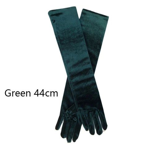 Robe de soirée longue en velours doré pour femmes,taille 53CM,automne hiver,chaude,noire,gants d'étiquette,Style rétro,accessoires de Banquet,élasticité - Type green 44cm