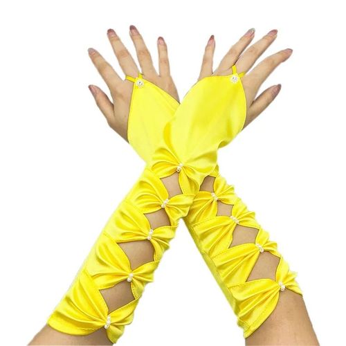 Gants Longs À La Mode Pour Femmes,Mitaines De Performance De Danse,Costume De Fête D'halloween,1 Paire - Type Yellow-One Size