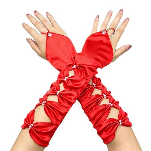 Gants Longs Pour Femmes,Mitaines De Performance De Danse,Gants De Conduite,Costume De Fête,Mode - Type Red-One Size