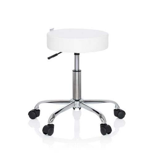 Tabouret / Siège Pivotant / Siège Technique Operator Ii Simili-Cuir Blanc Chrome Hjh Office