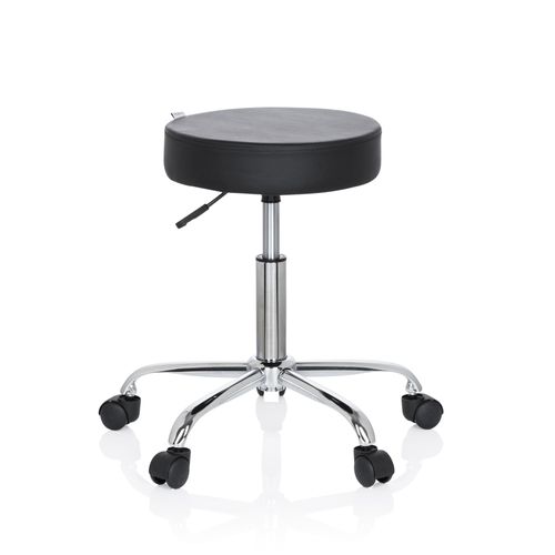 Tabouret / Siège Pivotant / Siège Technique Operator Ii Simili-Cuir Noir Chrome Hjh Office