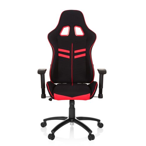 Chaise De Bureau Gaming / Fauteuil Gamer League Pro I Tissu / Simili-Cuir Noir / Rouge Hjh Office