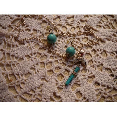 Collier Et Boucles D'oreilles Vert Artisanal