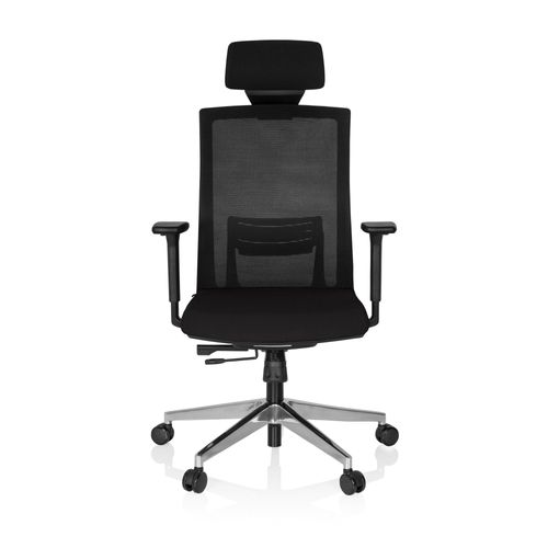 Chaise Bureau / Fauteuil Captiva Assise Tissu / Dossier Maille Noir / Noir Hjh Office