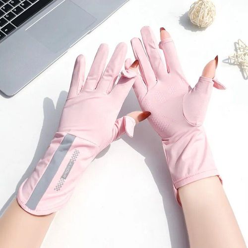 Gants De Protection Solaire D'été Pour Femmes,Glace Fine,Anti-Perruque,Doigt De Rosée,Écran Tactile,Conduite,Équitation,Respirants - Type Pink #B