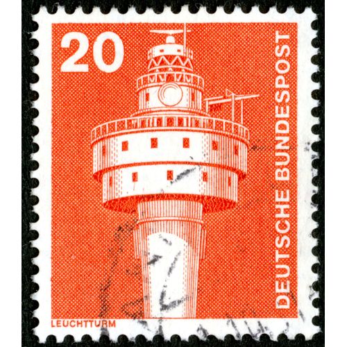 Timbre Oblitéré Deutsche Bundespost, Leuchtturm, 20