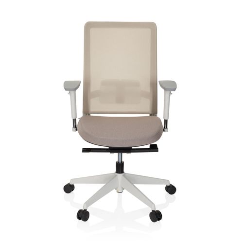 Chaise De Bureau / Siège Pivotant Pure White Tissu Maille / Tissu Beige Hjh Office