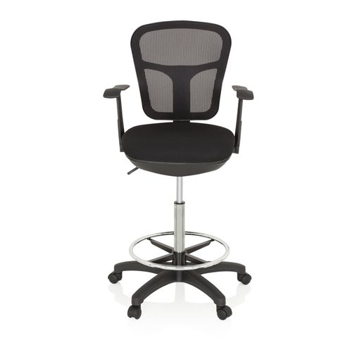 Tabouret De Travail / Chaise De Comptoir Top Work 108 Tissu Maille Noir Hjh Office