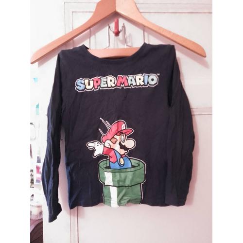 Tee-Shirt Noir Imprimé Coloré 6 Ans Super Mario.