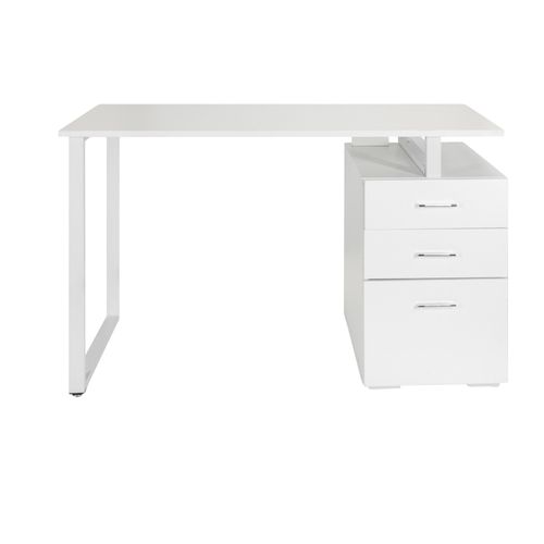 Bureau / Bureau Multimédia Easy Work V 120 X 50 Cm Avec Piédestal Blanc Hjh Office