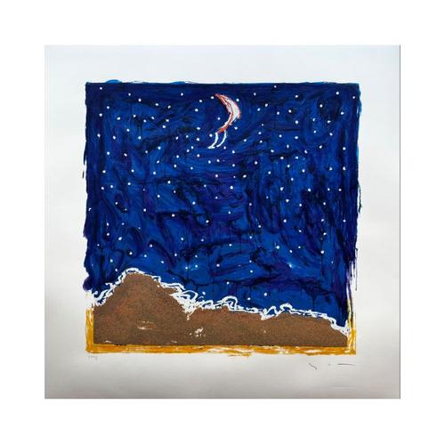 Mario Schifano "Starry" sérigraphie cm 85x85 original pop art art italien signé à la main par l'artiste