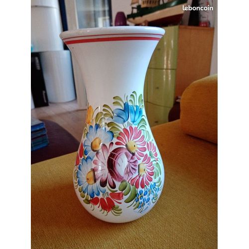 Vase céramique fleur tchécoslovaque 20 cm de haut