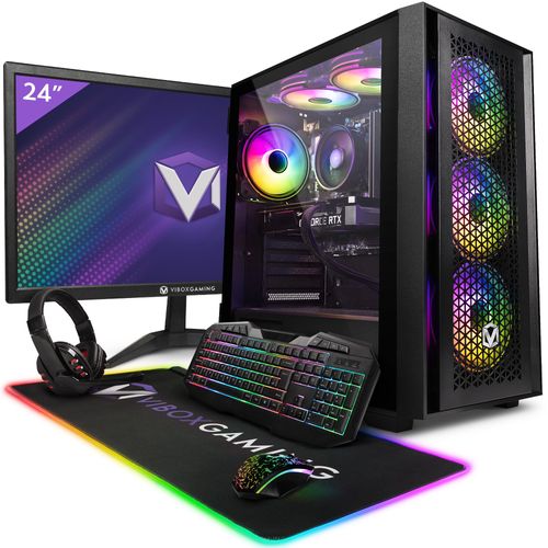 Vibox V-102 PC Gamer - 24"" Écran Pack - AMD Ryzen 5 4500 Processeur 4.1GHz - Nvidia RTX 4060 OC 8Go - 16Go RAM - 480Go SSD - Windows 11 - WiFi