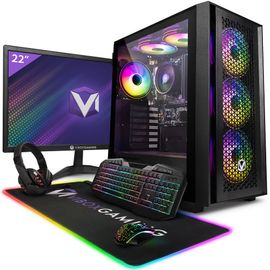 Vibox VI-165 PC Gamer - 22"" Écran Pack - AMD Ryzen 3200GE Processeur 4GHz - Radeon Vega 8 Graphiques - 16Go RAM - 2To HDD - 240Go SSD - Linux OS - WiFi