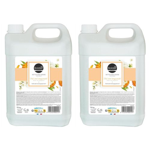 Boldair Lot De 2 Bidons De 5 Litres De Savon Crème Lavante Mains Thé Vert Bergamote 5l 