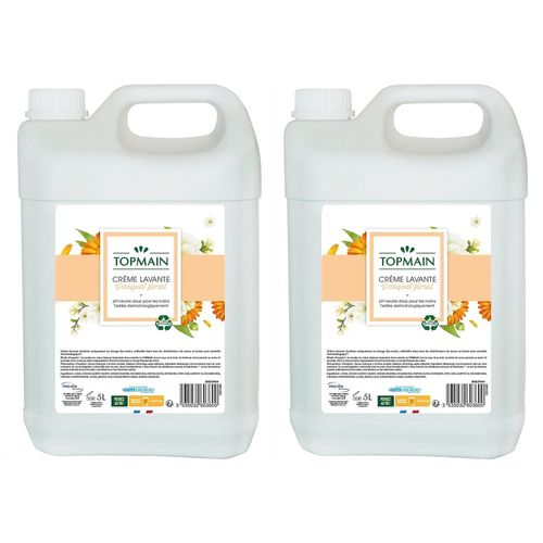 Topmain Lot De 2 Bidons De 5 Litres De Savon Crème Lavante Liquide Parfum Floral 