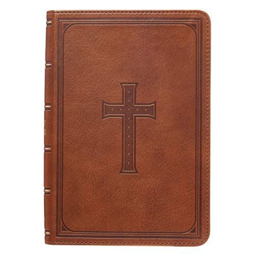 Kjv Holy Bible, Large Print Compact, Saddle Tan Faux Leather W/Ribbon Marker, Red Letter, King James Version