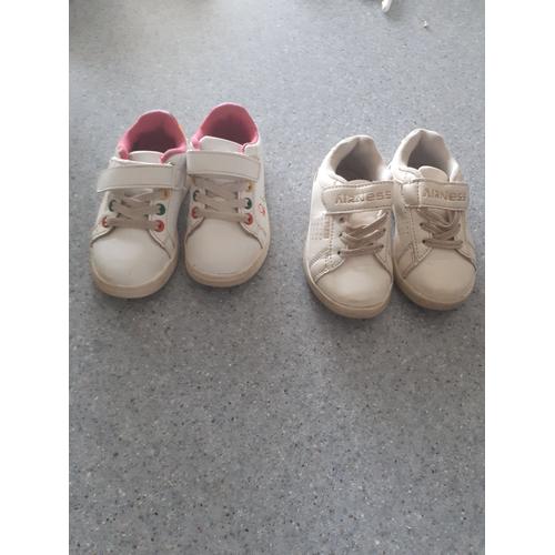 Lot De 2 Paires De Baskets Blanc "P- 23" Airness ,Benetton "Fille