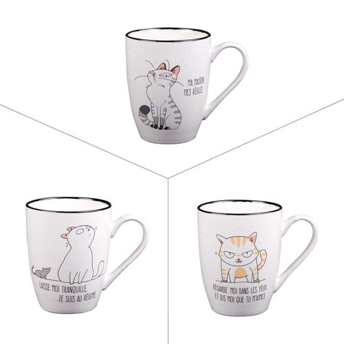 Mug Funny Cat 34 Cl (Lot De 3)