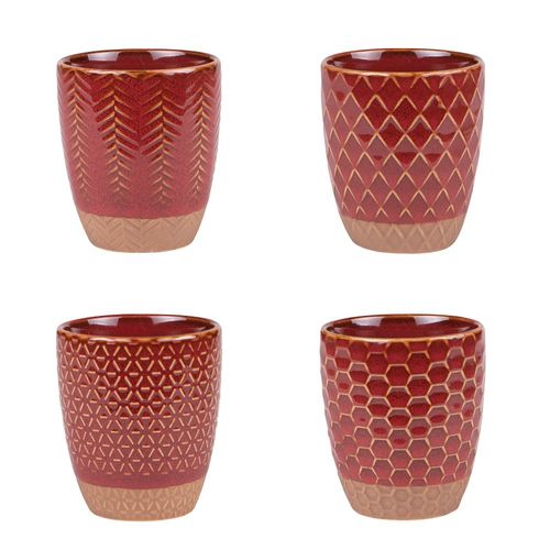 Coffret De 4 Gobelets Jaspe Rouge 20 Cl