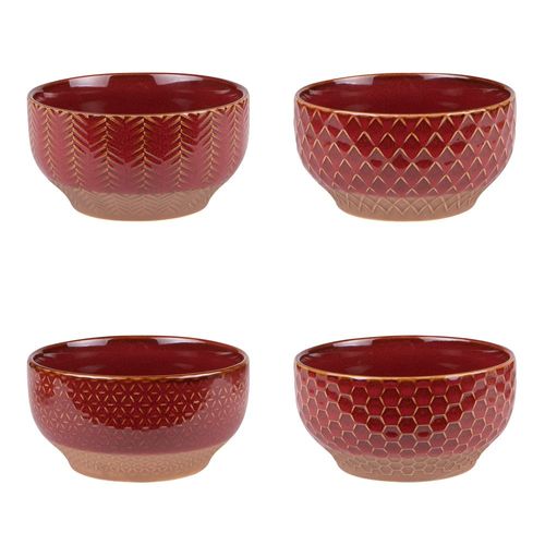 Coffret De 4 Coupelles Jaspe Rouge 12 Cm