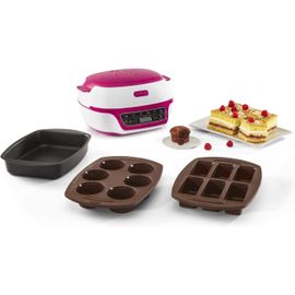 Tefal Cake Factory Intelligente à Gâteaux Appareil, Cuisson Conviviale, Pâtisserie, Machine à Pain, Muffins, 3 Inclus, 5 Programmes, Compatible Moules Crispybake KD801812, Plastique, Blanc/Framboise