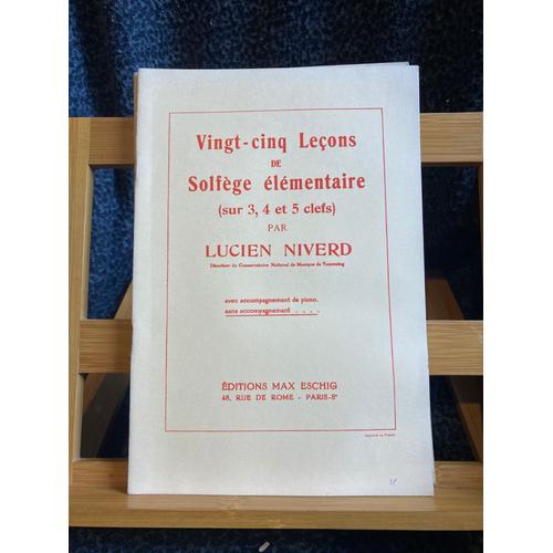 Lucien Niverd 25 Lecons De Solfège Élémentaire Partition Sans Acc. Max Eschig