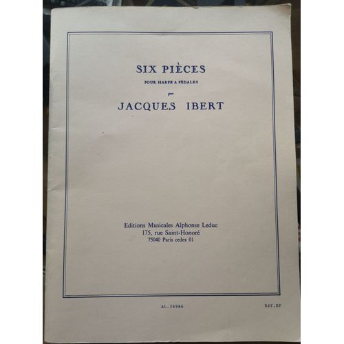Six Pièces Pour Harpes À Pédales - Jacques Ibert