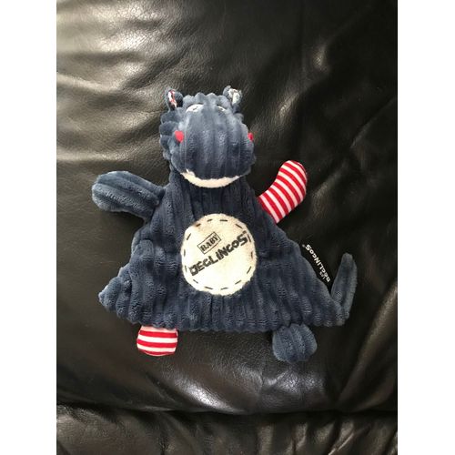 Doudou Baby Hippipos L'hippopotame Bleu Rayé Rouge Et Blanc Les Deglingos