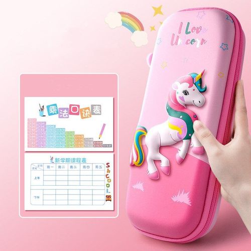 Boîte À Crayons Licorne 3d, Boîte De Rangement À Trois Couches, Grande Capacité, Papeterie Pour Écoliers, Cadeau
