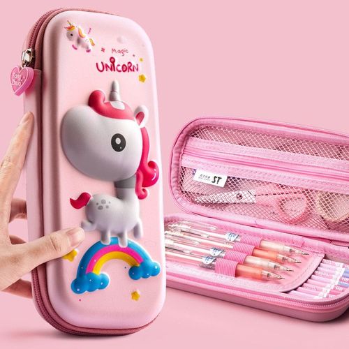 Boîte À Crayons Licorne 3d, Boîte De Rangement À Trois Couches, Grande Capacité, Papeterie Pour Écoliers, Cadeau
