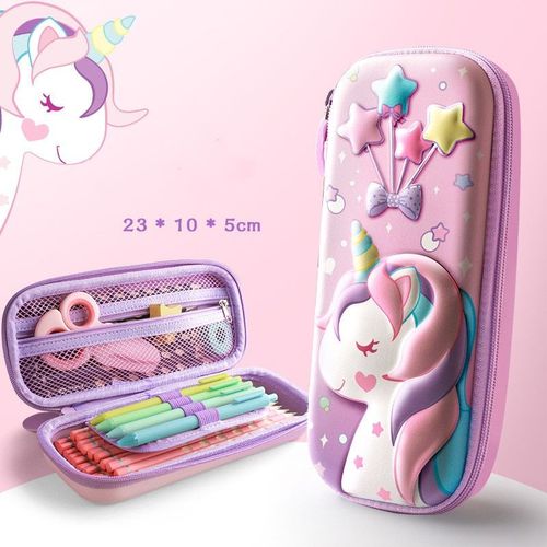 Boîte À Crayons Licorne 3d, Boîte De Rangement À Trois Couches, Grande Capacité, Papeterie Pour Écoliers, Cadeau