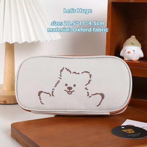 Laissez-Nous Énormes - Étui À Crayons Avec Dessin Animé, Mignon Ours, Pochette De Rangement À Fente En Filet À Une Seule Couche Pour Gomme À Règle Marqueur Fournitures Scolaires Et De Bureau F650