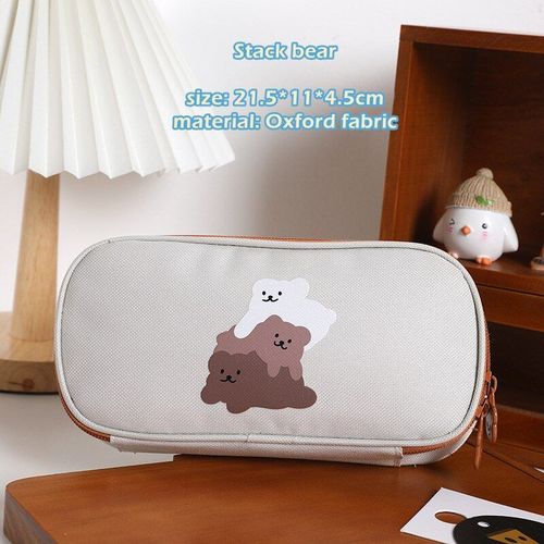 3 Ours - Étui À Crayons Avec Dessin Animé, Mignon Ours, Pochette De Rangement À Fente En Filet À Une Seule Couche Pour Gomme À Règle Marqueur Fournitures Scolaires Et De Bureau F650