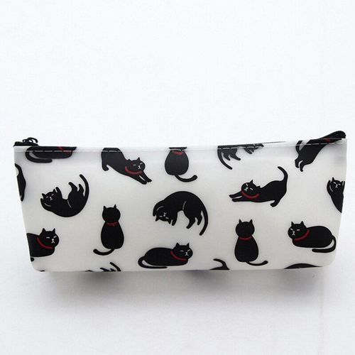 Blanche - Étui À Crayons En Silicone Chat Mignon 1 Pièce/Lot, Sac À Fermeture Éclair, Fournitures Scolaires Et De Bureau, Papeterie Scolaire