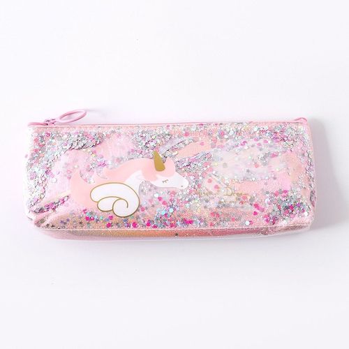 Grand Étui À Crayons Licorne Fleur Paillettes, Boîte À Crayons Créative En Pvc, Joli Sac À Crayons Pour Enfants, Cadeau, Fournitures Scolaires